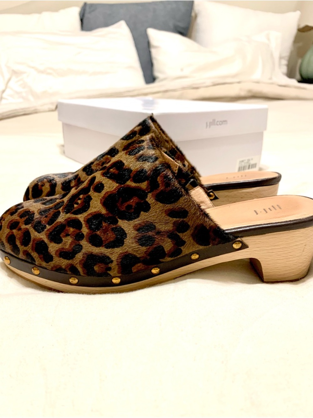 J. Jill Leather NIB Leopard Print Clog Mules - size 9